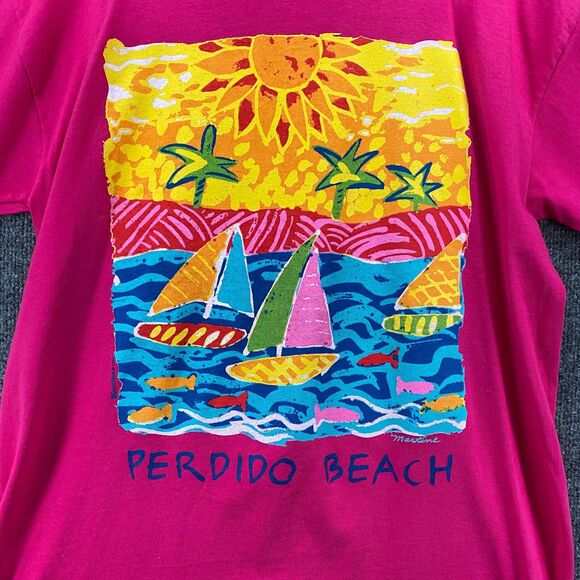 Vintage iCantoo T Shirt Womens L Pink Perdido Beach Martine Sail Single Stitch - Picture 6 of 12